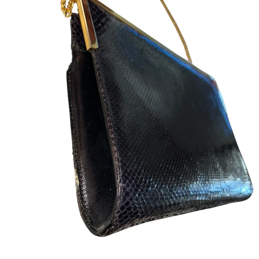 Susan Gail Real Snakeskin black Audrey Hepburn vintage bag purse
